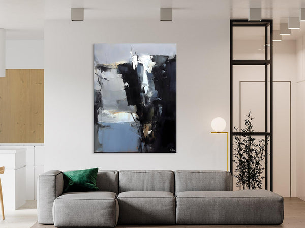 Extra Large Paintings for Bedroom, Black Contemporary Wall Art, Abstract Wall Paintings, Hand Painted Canvas Art, Original Modern Painting-Paintingforhome