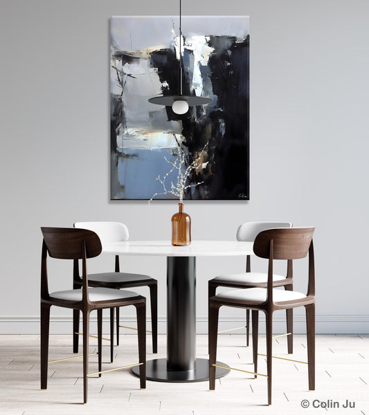 Extra Large Paintings for Bedroom, Black Contemporary Wall Art, Abstract Wall Paintings, Hand Painted Canvas Art, Original Modern Painting-Paintingforhome