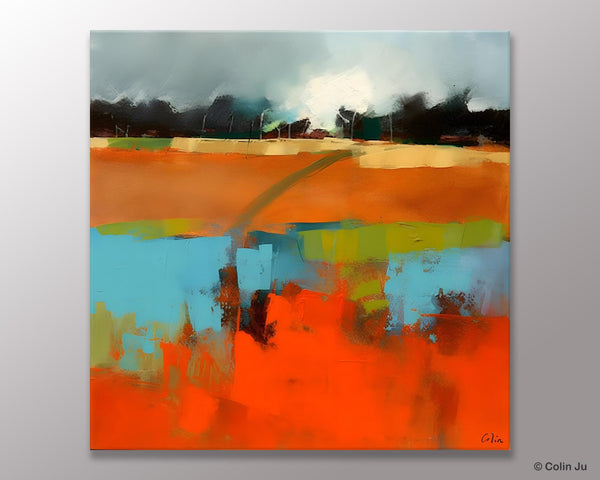 Original Abstract Wall Art, Landscape Acrylic Art, Landscape Canvas Art, Hand Painted Canvas Art, Large Abstract Painting for Living Room-Paintingforhome