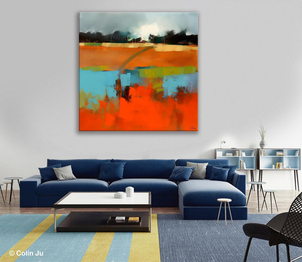Original Abstract Wall Art, Landscape Acrylic Art, Landscape Canvas Art, Hand Painted Canvas Art, Large Abstract Painting for Living Room-Paintingforhome