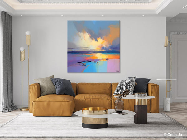 Sunrise Landscape Acrylic Art, Landscape Canvas Art, Original Abstract Art, Hand Painted Canvas Art, Large Abstract Painting for Living Room-Paintingforhome