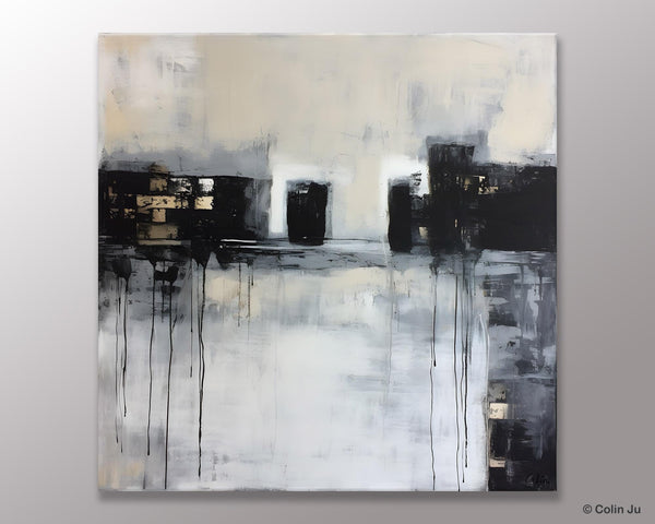 Contemporary Canvas Art, Black Acrylic Artwork, Original Abstract Wall Art, Hand Painted Canvas Art, Extra Large Abstract Painting for Sale-Paintingforhome