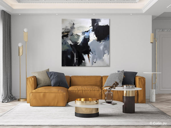 Extra Large Abstract Paintings for Dining Room, Black Modern Art Paintings, Original Modern Acrylic Artwork, Abstract Wall Art for Bedroom-Paintingforhome