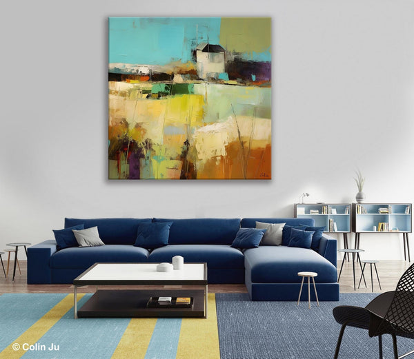 Landscape Canvas Paintings, Landscape Acrylic Art, Original Abstract Art, Hand Painted Canvas Art, Large Landscape Paintings for Living Room-Paintingforhome