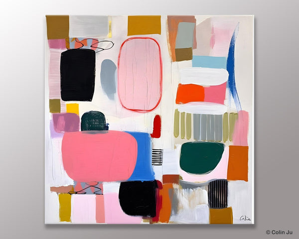 Geometric Modern Acrylic Art, Modern Original Abstract Art, Large Wall Art for Bedroom, Canvas Paintings for Sale, Contemporary Canvas Art-Paintingforhome