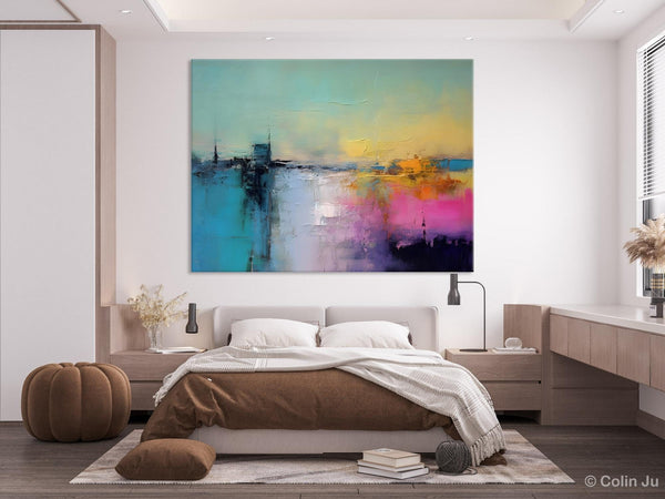 Hand Painted Original Canvas Wall Art, Abstract Landscape Paintings for Bedroom, Modern Landscape Artwork, Contemporary Acrylic Paintings-Paintingforhome