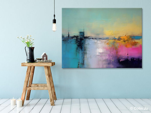 Hand Painted Original Canvas Wall Art, Abstract Landscape Paintings for Bedroom, Modern Landscape Artwork, Contemporary Acrylic Paintings-Paintingforhome