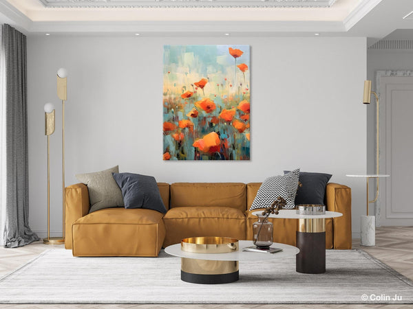 Flower Canvas Paintings, Flower Field Painting, Large Original Landscape Painting for Bedroom, Acrylic Paintings on Canvas, Hand Painted Art-Paintingforhome