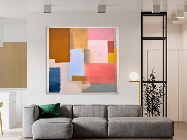 Original Abstract Art, Canvas Paintings for Sale, Large Modern Wall Art for Bedroom, Geometric Modern Acrylic Art, Contemporary Canvas Art-Paintingforhome