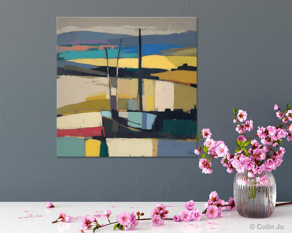 Landscape Canvas Art, Original Abstract Art, Hand Painted Canvas Art, Abstract Landscape Painting, Large Abstract Painting for Living Room