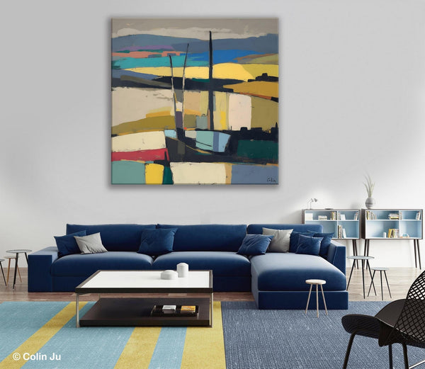 Landscape Canvas Art, Original Abstract Art, Hand Painted Canvas Art, Abstract Landscape Painting, Large Abstract Painting for Living Room