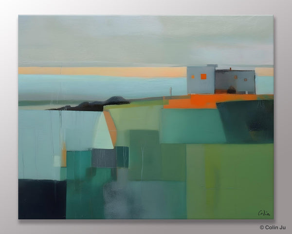 Large Original Canvas Wall Art, Contemporary Landscape Paintings, Extra Large Acrylic Painting for Dining Room, Abstract Painting on Canvas-Paintingforhome