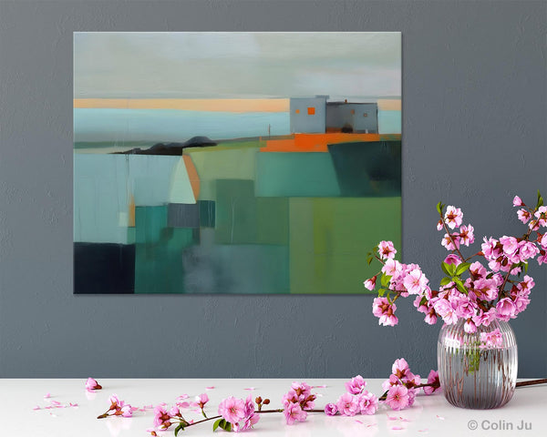 Large Original Canvas Wall Art, Contemporary Landscape Paintings, Extra Large Acrylic Painting for Dining Room, Abstract Painting on Canvas-Paintingforhome
