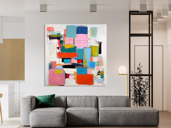 Original Abstract Wall Art, Geometric Modern Acrylic Art, Large Abstract Art for Bedroom, Modern Canvas Paintings, Contemporary Canvas Art-Paintingforhome