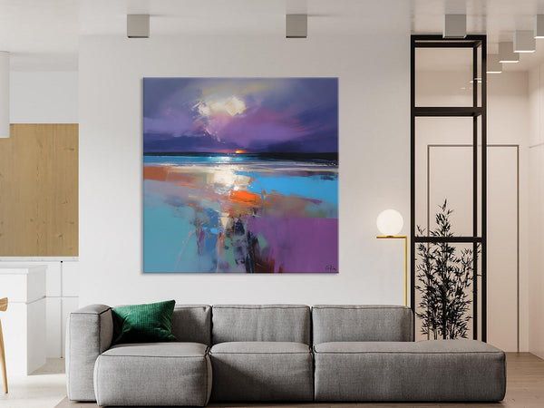 Original Abstract Art, Hand Painted Canvas Art, Landscape Canvas Art, Sunrise Landscape Acrylic Art, Large Abstract Painting for Living Room-Paintingforhome