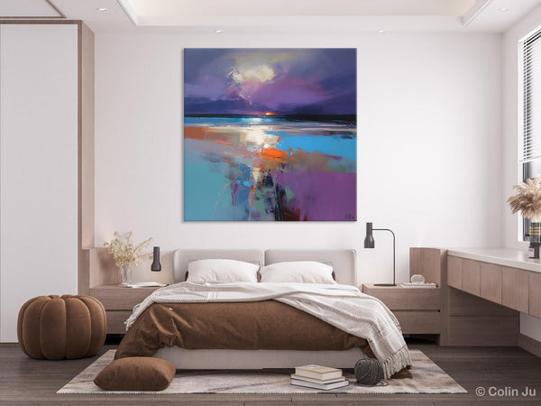 Original Abstract Art, Hand Painted Canvas Art, Landscape Canvas Art, Sunrise Landscape Acrylic Art, Large Abstract Painting for Living Room-Paintingforhome