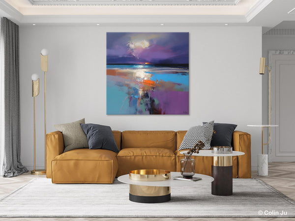 Original Abstract Art, Hand Painted Canvas Art, Landscape Canvas Art, Sunrise Landscape Acrylic Art, Large Abstract Painting for Living Room-Paintingforhome