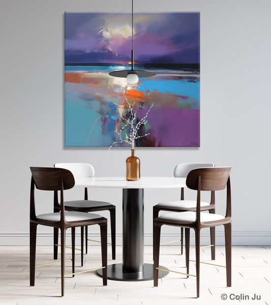 Original Abstract Art, Hand Painted Canvas Art, Landscape Canvas Art, Sunrise Landscape Acrylic Art, Large Abstract Painting for Living Room-Paintingforhome