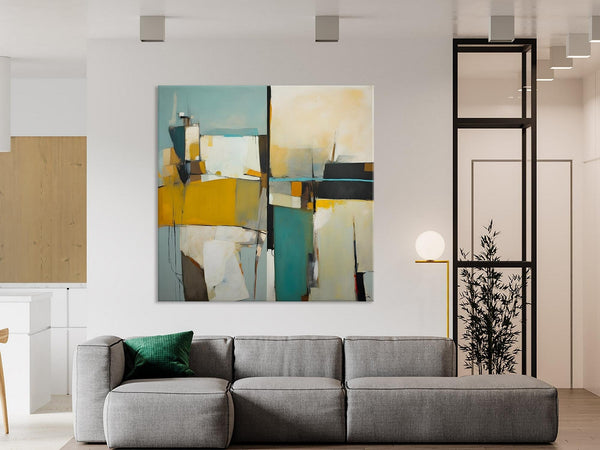 Abstract Painting for Bedroom, Original Modern Wall Art Paintings, Geometric Modern Acrylic Paintings, Oversized Contemporary Canvas Art-Paintingforhome