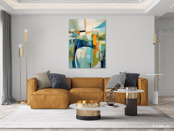 Large Geometric Abstract Painting, Acrylic Painting on Canvas, Landscape Canvas Paintings for Bedroom, Original Landscape Abstract Painting