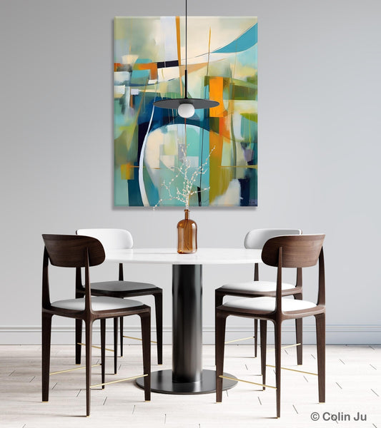 Large Geometric Abstract Painting, Acrylic Painting on Canvas, Landscape Canvas Paintings for Bedroom, Original Landscape Abstract Painting