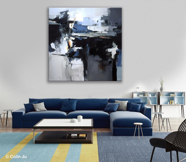 Original Modern Wall Art on Canvas, Black Contemporary Canvas Art, Modern Acrylic Artwork for Sale, Large Abstract Painting for Bedroom-Paintingforhome