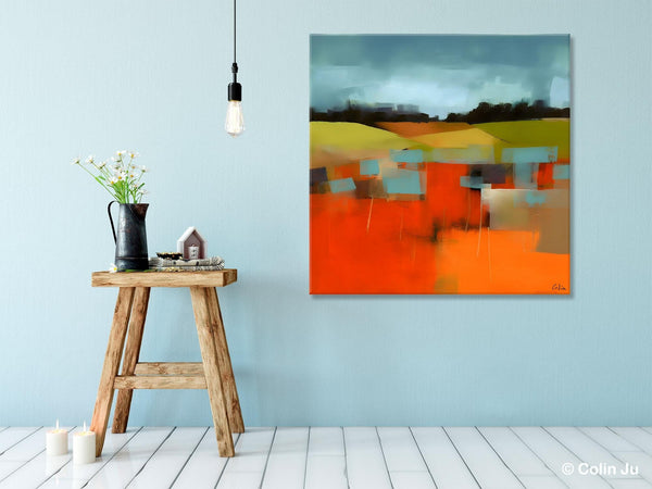 Original Landscape Wall Art Paintings, Oversized Modern Canvas Paintings, Modern Acrylic Artwork, Large Abstract Painting for Dining Room-Paintingforhome