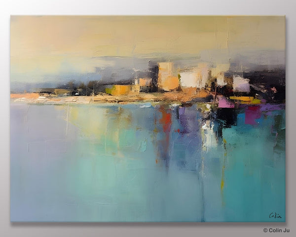 Abstract Landscape Paintings, Palette Knife Canvas Art, Extra Large Canvas Painting for Dining Room, Original Canvas Wall Art Paintings-Paintingforhome