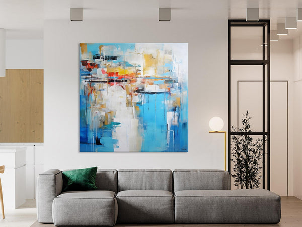 Blue Abstract Painting for Bedroom, Original Modern Wall Paintings, Contemporary Canvas Art, Modern Acrylic Artwork, Buy Paintings Online-Paintingforhome
