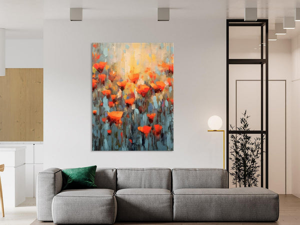 Flower Abstract Painting, Heavy Texture Wall Art, Acrylic Painting on Canvas, Canvas Painting Ideas for Dining Room, Original Abstract Art-Paintingforhome