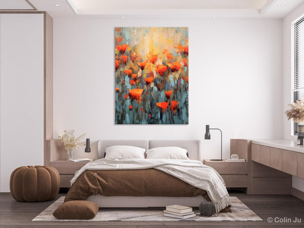 Flower Abstract Painting, Heavy Texture Wall Art, Acrylic Painting on Canvas, Canvas Painting Ideas for Dining Room, Original Abstract Art-Paintingforhome