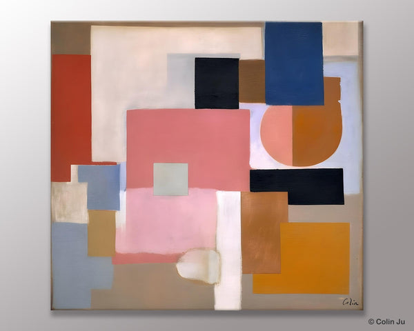 Geometric Abstract Art, Original Abstract Wall Art, Contemporary Acrylic Paintings, Hand Painted Canvas Art, Large Abstract Art for Bedroom-Paintingforhome