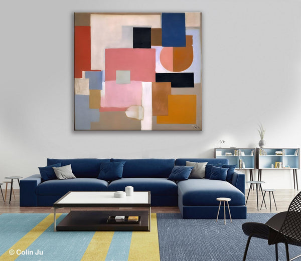 Geometric Abstract Art, Original Abstract Wall Art, Contemporary Acrylic Paintings, Hand Painted Canvas Art, Large Abstract Art for Bedroom-Paintingforhome