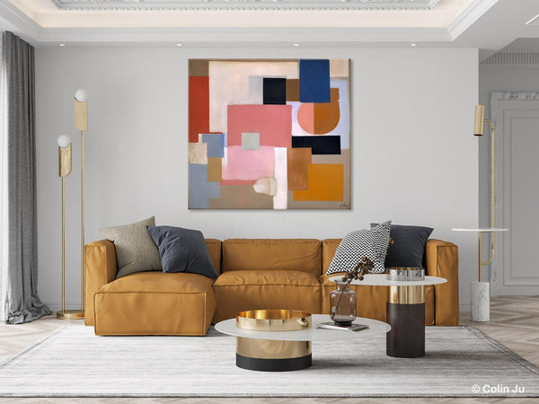 Geometric Abstract Art, Original Abstract Wall Art, Contemporary Acrylic Paintings, Hand Painted Canvas Art, Large Abstract Art for Bedroom-Paintingforhome