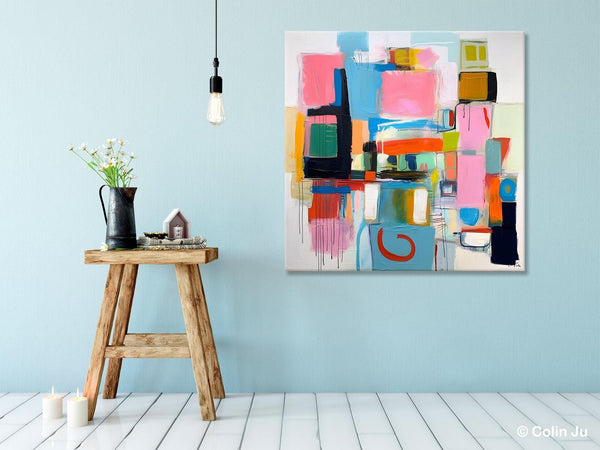 Contemporary Canvas Art, Original Modern Wall Art, Modern Canvas Paintings, Modern Acrylic Artwork, Large Abstract Painting for Dining Room-Paintingforhome