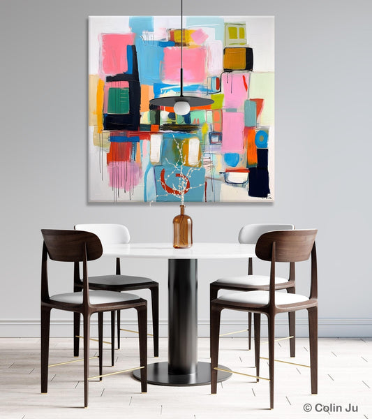 Contemporary Canvas Art, Original Modern Wall Art, Modern Canvas Paintings, Modern Acrylic Artwork, Large Abstract Painting for Dining Room-Paintingforhome