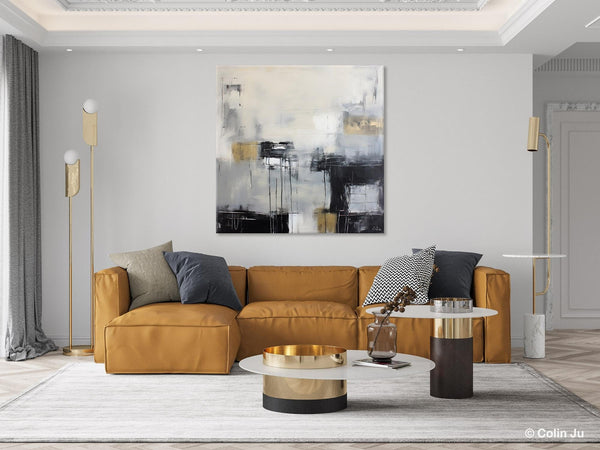 Modern Acrylic Artwork, Contemporary Canvas Artwork, Original Modern Wall Art, Black Canvas Paintings, Large Abstract Painting for Bedroom-Paintingforhome