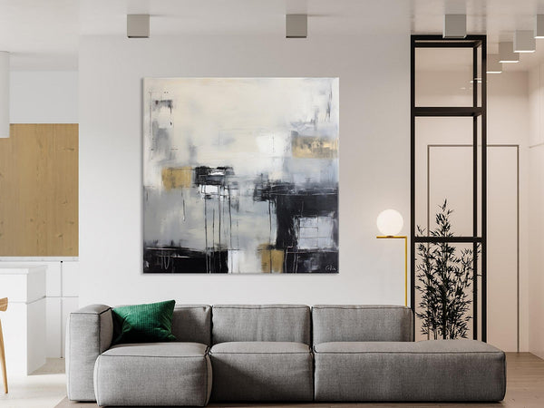 Modern Acrylic Artwork, Contemporary Canvas Artwork, Original Modern Wall Art, Black Canvas Paintings, Large Abstract Painting for Bedroom-Paintingforhome