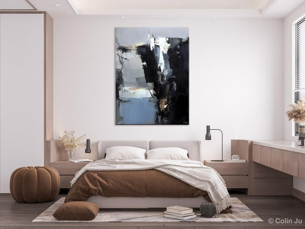 Extra Large Paintings for Bedroom, Black Contemporary Wall Art, Abstract Wall Paintings, Hand Painted Canvas Art, Original Modern Painting-Paintingforhome