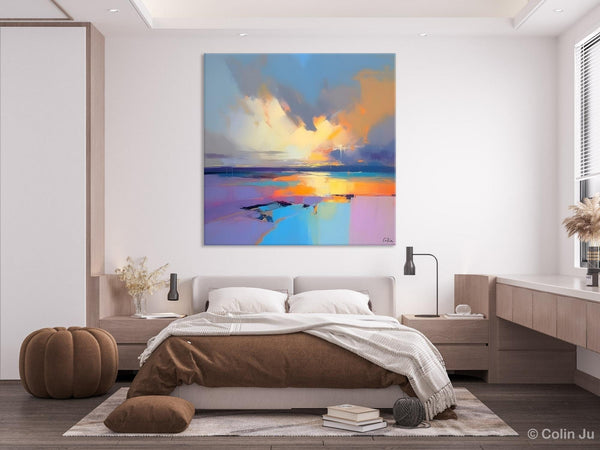 Sunrise Landscape Acrylic Art, Landscape Canvas Art, Original Abstract Art, Hand Painted Canvas Art, Large Abstract Painting for Living Room-Paintingforhome