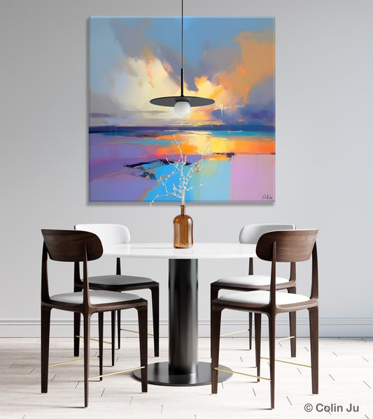 Sunrise Landscape Acrylic Art, Landscape Canvas Art, Original Abstract Art, Hand Painted Canvas Art, Large Abstract Painting for Living Room-Paintingforhome