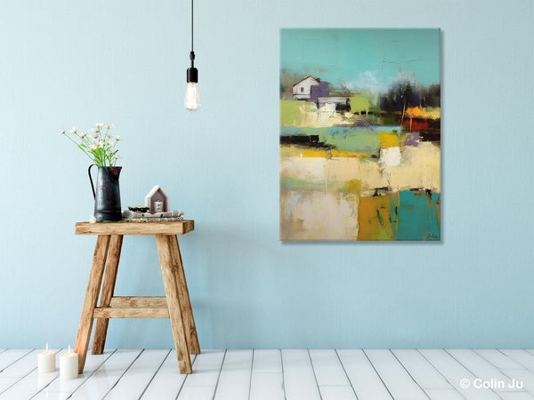Landscape Canvas Paintings for Dining Room, Extra Large Modern Wall Art, Acrylic Painting on Canvas, Original Landscape Abstract Painting-Paintingforhome