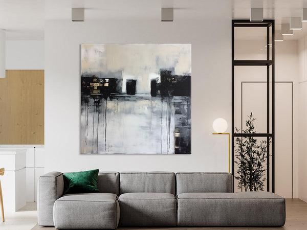 Contemporary Canvas Art, Black Acrylic Artwork, Original Abstract Wall Art, Hand Painted Canvas Art, Extra Large Abstract Painting for Sale-Paintingforhome