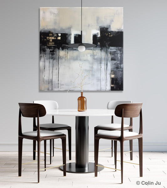 Contemporary Canvas Art, Black Acrylic Artwork, Original Abstract Wall Art, Hand Painted Canvas Art, Extra Large Abstract Painting for Sale-Paintingforhome