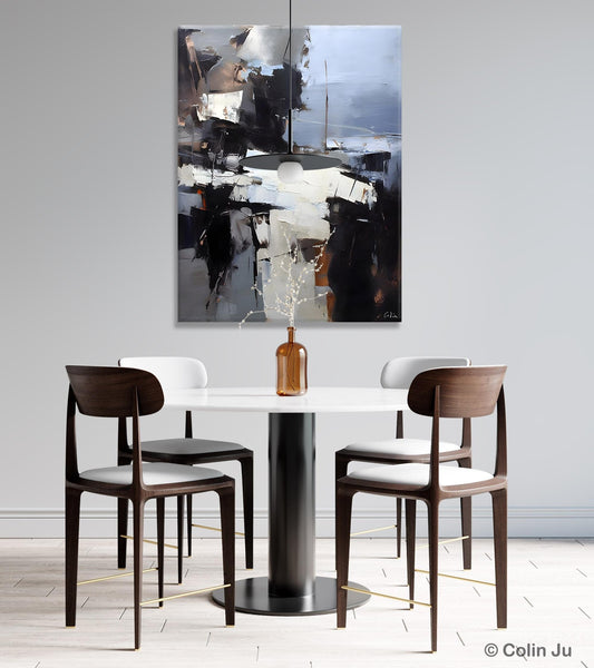 Black Original Canvas Art, Contemporary Acrylic Painting on Canvas, Large Wall Art Painting for Bedroom, Oversized Modern Abstract Paintings-Paintingforhome
