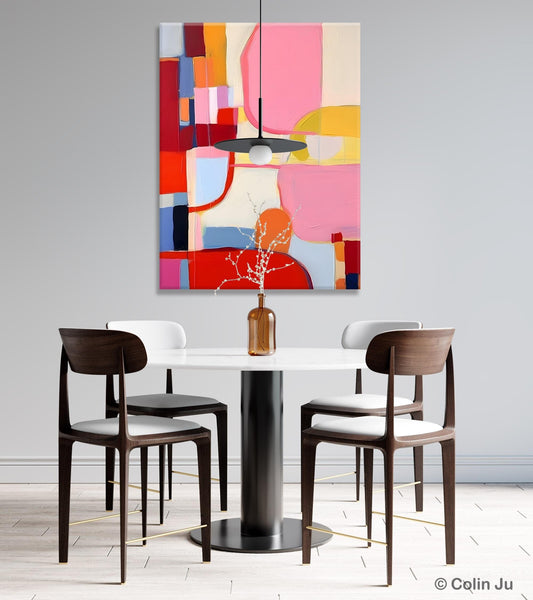 Original Canvas Artwork, Contemporary Acrylic Painting on Canvas, Large Painting for Dining Room, Simple Abstract Art, Wall Art Paintings-Paintingforhome