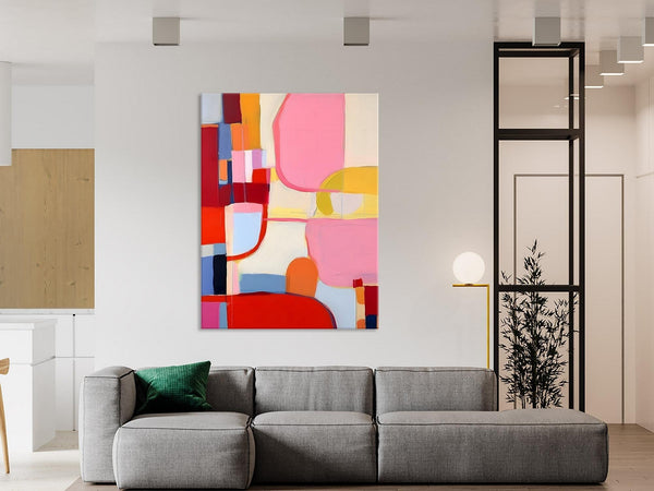 Original Canvas Artwork, Contemporary Acrylic Painting on Canvas, Large Painting for Dining Room, Simple Abstract Art, Wall Art Paintings-Paintingforhome