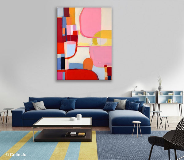 Original Canvas Artwork, Contemporary Acrylic Painting on Canvas, Large Painting for Dining Room, Simple Abstract Art, Wall Art Paintings-Paintingforhome