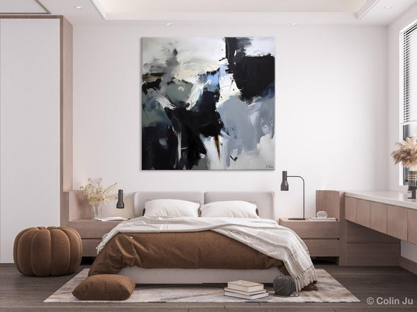 Extra Large Abstract Paintings for Dining Room, Black Modern Art Paintings, Original Modern Acrylic Artwork, Abstract Wall Art for Bedroom-Paintingforhome