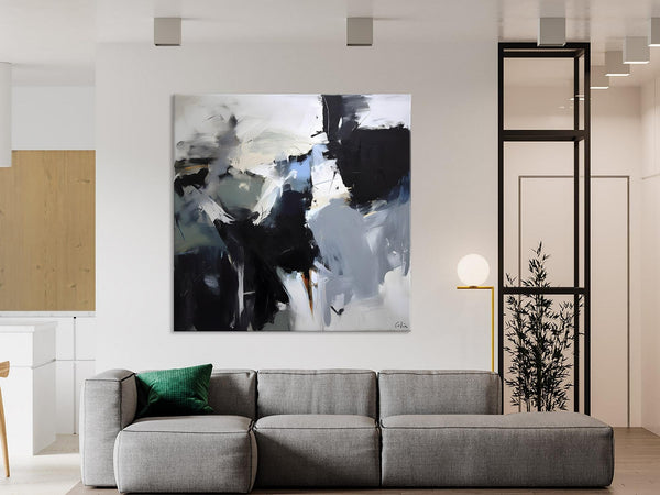 Extra Large Abstract Paintings for Dining Room, Black Modern Art Paintings, Original Modern Acrylic Artwork, Abstract Wall Art for Bedroom-Paintingforhome